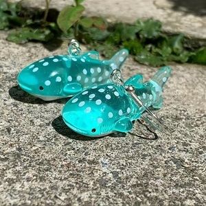 Adorable Blue Whale Shark Resin Dangle Earrings| Perfect Ocean-Inspired Gift